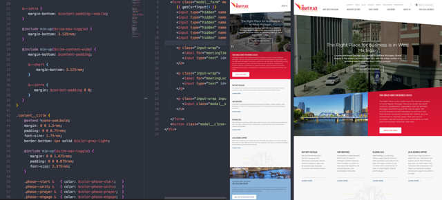 A collage of a website and it's code